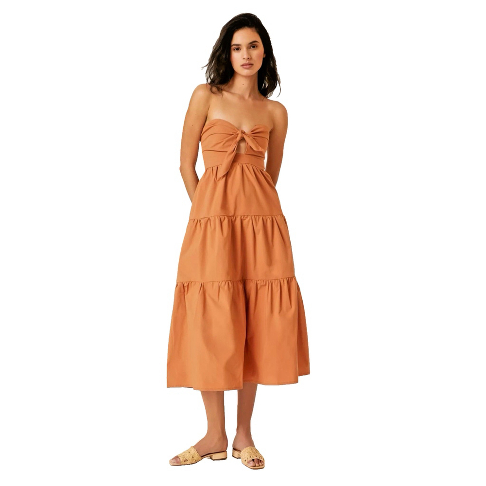 NWT Anthropologie x Blue Tassel Strapless Tie-Front Midi Dress Taracotta M